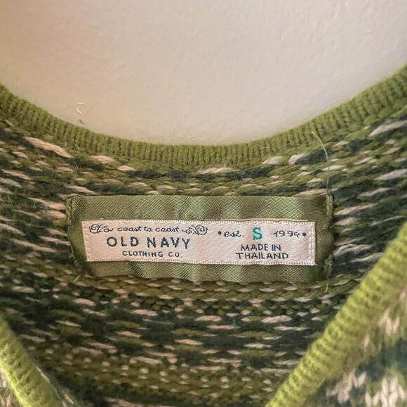 Y2K Green Fair Isle Sweater Tank Top S Angora Blend Cottagecore Knit Babydoll - Picture 4 of 8